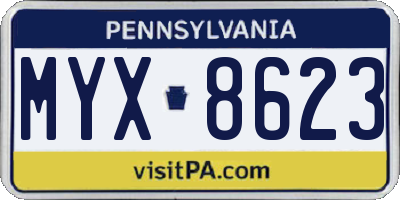 PA license plate MYX8623