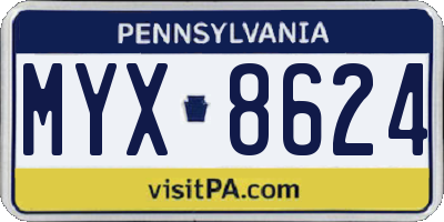 PA license plate MYX8624