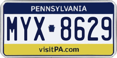 PA license plate MYX8629