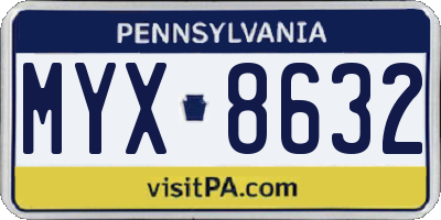 PA license plate MYX8632