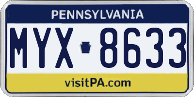 PA license plate MYX8633