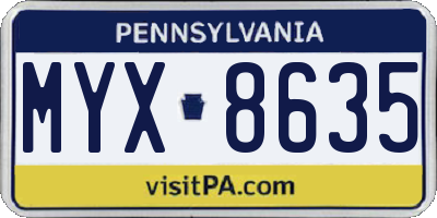 PA license plate MYX8635