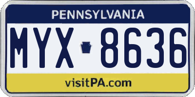 PA license plate MYX8636