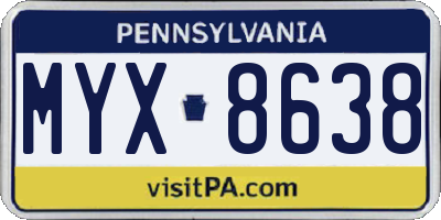 PA license plate MYX8638