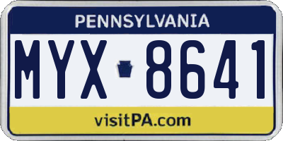 PA license plate MYX8641