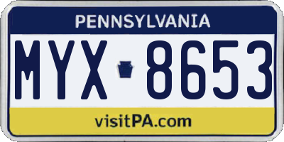 PA license plate MYX8653
