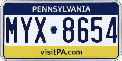 PA license plate MYX8654
