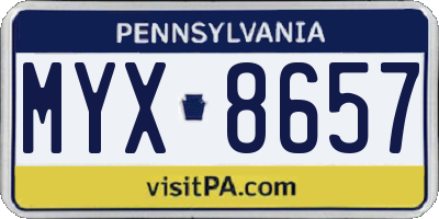 PA license plate MYX8657