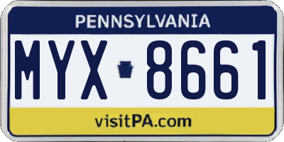 PA license plate MYX8661