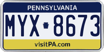 PA license plate MYX8673