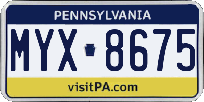 PA license plate MYX8675