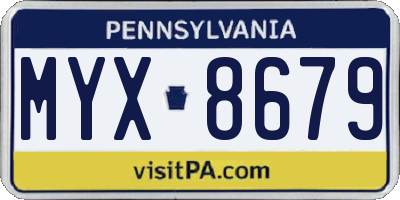 PA license plate MYX8679