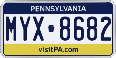 PA license plate MYX8682