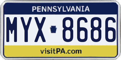 PA license plate MYX8686