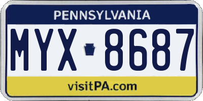 PA license plate MYX8687