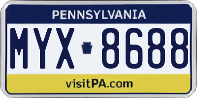 PA license plate MYX8688