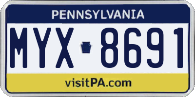 PA license plate MYX8691