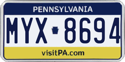 PA license plate MYX8694