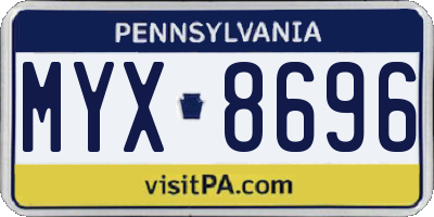 PA license plate MYX8696