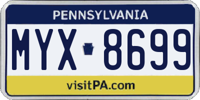 PA license plate MYX8699