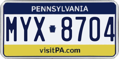 PA license plate MYX8704