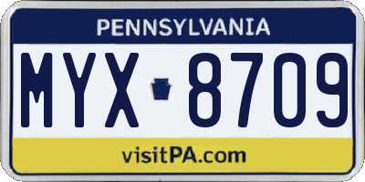 PA license plate MYX8709
