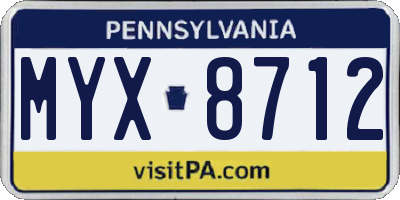 PA license plate MYX8712