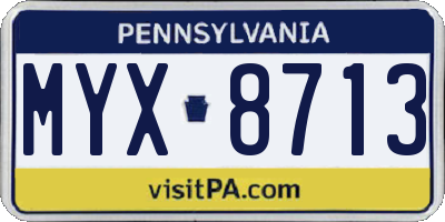 PA license plate MYX8713
