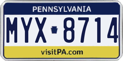 PA license plate MYX8714