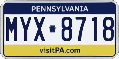 PA license plate MYX8718