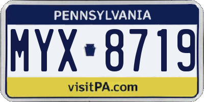 PA license plate MYX8719