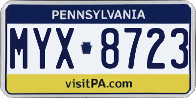 PA license plate MYX8723
