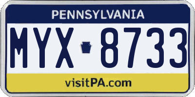 PA license plate MYX8733