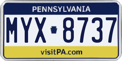 PA license plate MYX8737