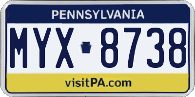 PA license plate MYX8738