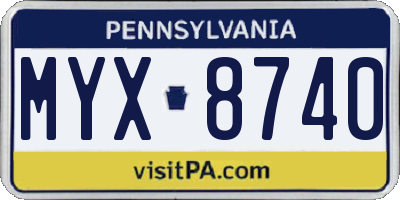PA license plate MYX8740