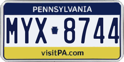 PA license plate MYX8744