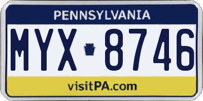 PA license plate MYX8746