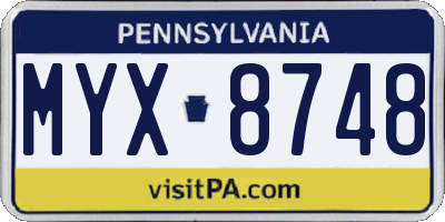 PA license plate MYX8748