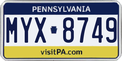 PA license plate MYX8749