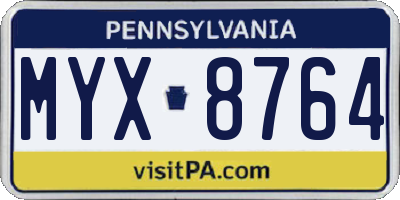 PA license plate MYX8764