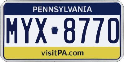 PA license plate MYX8770