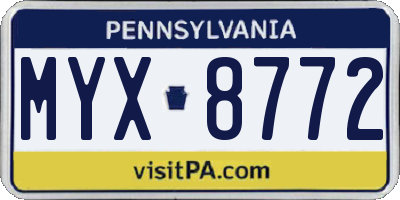 PA license plate MYX8772