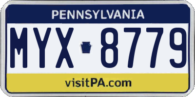 PA license plate MYX8779