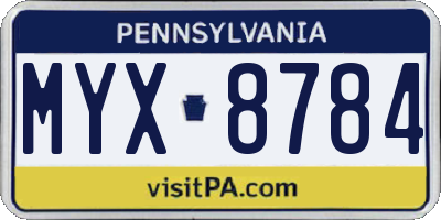 PA license plate MYX8784