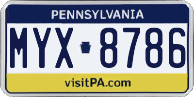 PA license plate MYX8786