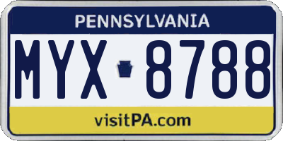 PA license plate MYX8788
