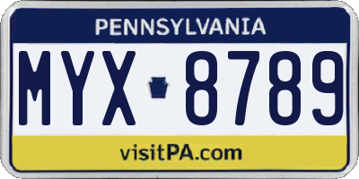 PA license plate MYX8789