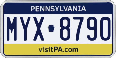 PA license plate MYX8790