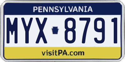 PA license plate MYX8791